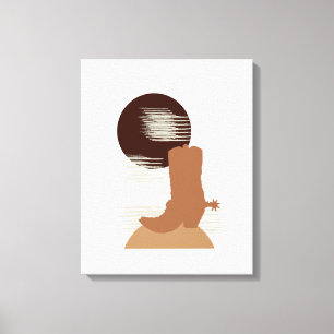 Cowboy Boot in de woestijnschilderkunst Canvas Afdruk