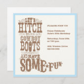 Cowboy Boot Invitation Kaart (Voorkant / Achterkant)