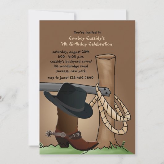 Cowboy Boot Invitation Kaart (Voorkant)