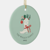 Cowboy Boot Kerstversiering gepersonaliseerd Keramisch Ornament (Rechts)