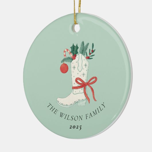 Cowboy Boot Kerstversiering gepersonaliseerd Keramisch Ornament (Links)