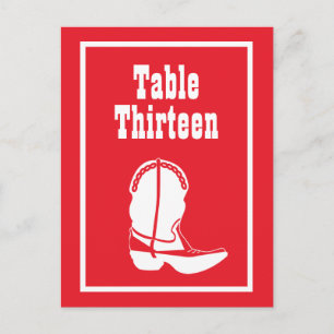 Cowboy Boot Tafelnummers (Rood / Wit)