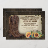 Cowboy Boot Tournesol Répétition Dîner Invitations (Devant / Derrière)