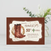 Cowboy Boots Birthday Party Invitation Kaart (Staand voorkant)