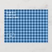 Cowboy Boots Blue Gingham Checkered Save the Date Aankondigingskaart (Achterkant)
