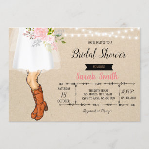 Cowboy boots bridesmaids luncheuitnodiging kaart