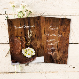 Cowboy Boots Daisies Horse Bit Vrijgezellenfeest Kaart
