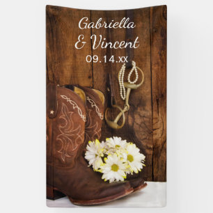 Cowboy Boots, Daisies, Westerne paardenweddenschap Spandoek