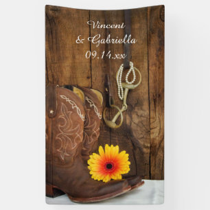 Cowboy Boots, Daisy and Horse Bit Country Wedding Spandoek
