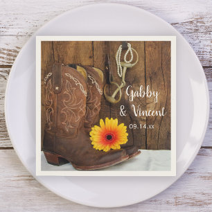 Cowboy Boots, Daisy and Horse Bit Western Wedding Servetten