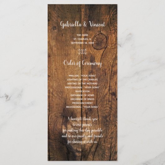 Cowboy Boots, Daisy et Horse Bit Wedding Programme (Dos)