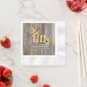 Cowboy Boots Distressed Wood Wedding Servet (Insitu)