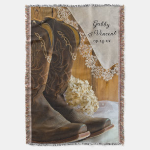 Cowboy Boots en Lace Country Western Wedding Deken