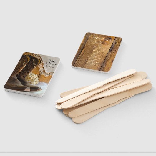 Cowboy Boots en Lace Western Wedding Program Handwaaier (Niet-gemonteerd)