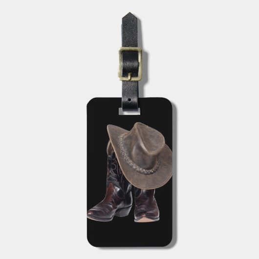 Cowboy Boots en Pet Bagagelabel (Voorkant verticaal)