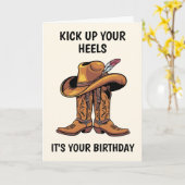 Cowboy Boots en Pet Birthday Kaart (Gele Bloem)