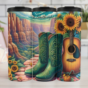 Cowboy Boots Flower Guitar Canyon Thermosbeker