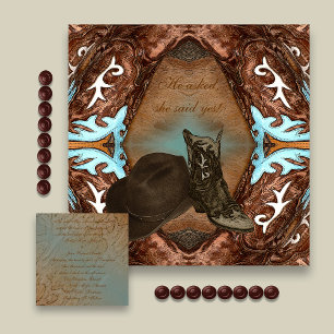 Cowboy Boots Kaleidoscope Wedding Invitation Kaart