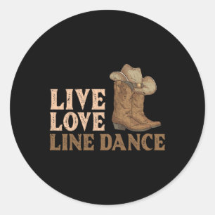 Cowboy Boots Line Danser Country Pet Live Love Li Ronde Sticker