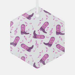 Cowboy Boots Muzieknoten Glas Ornament