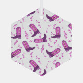 Cowboy Boots Muzieknoten Glas Ornament (Achterkant)