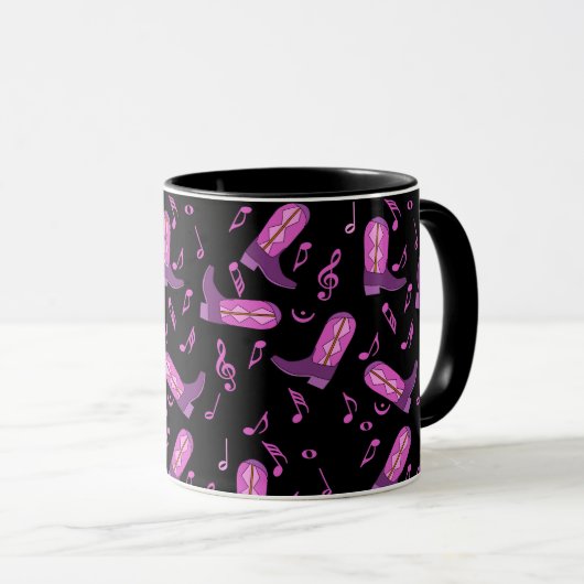 Cowboy Boots Muzieknoten Mok (Voorkant rechts)