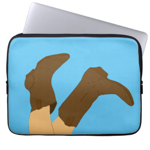 Cowboy Boots op Light Blue Background Laptop Sleeve