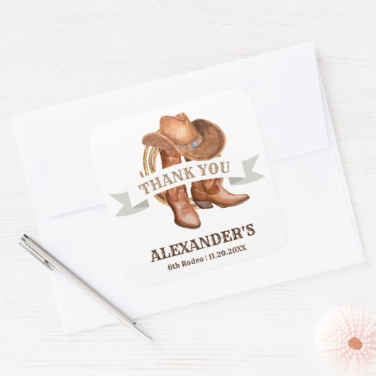 Cowboy Boots, Pet en Lasso Square Sticker (Envelop)
