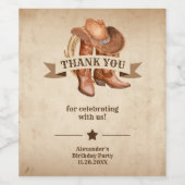 Cowboy Boots, Pet en Lasso Wijn Etiket (Enkel label)