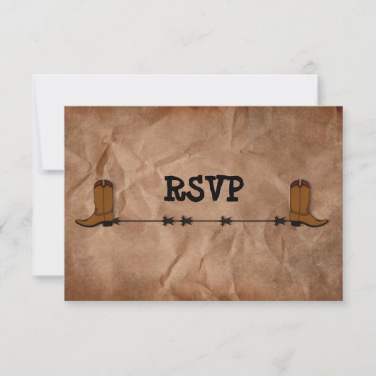 Cowboy Boots Receptie RSVP Kaart (Voorkant)