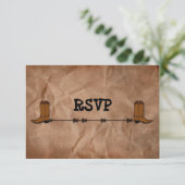 Cowboy Boots Receptie RSVP Kaart (Staand voorkant)