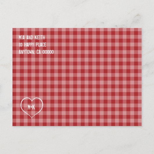 Cowboy Boots Red Checkered Gingham Aankondigingskaart (Achterkant)