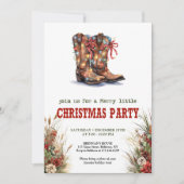 Cowboy Boots Red Green Christmas Invitation (Devant)