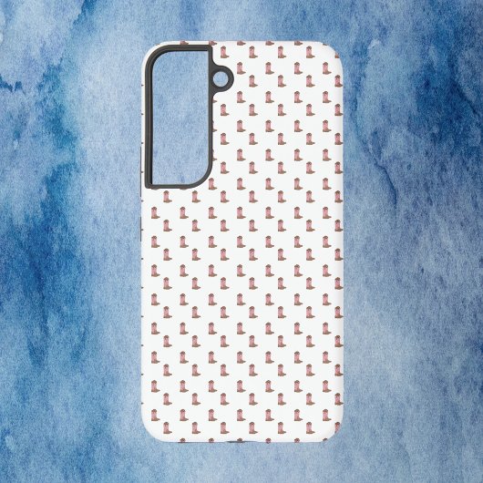 Cowboy Boots Roze Bruin Paarse Sterren Patroon Samsung Galaxy Hoesje