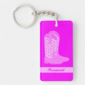 Cowboy Boots Stars Roze Personaliseren Sleutelhanger (Voorkant)