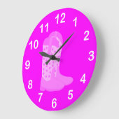 Cowboy Boots Stars Roze witte nummers Grote Klok (Hoek)