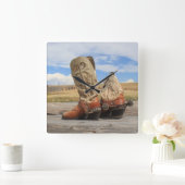 Cowboy Boots Wall Clock Vierkante Klok (Huis)
