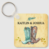 Cowboy Boots Wedding 🤠 Rustiek Western Monogram Sleutelhanger (Voorkant)