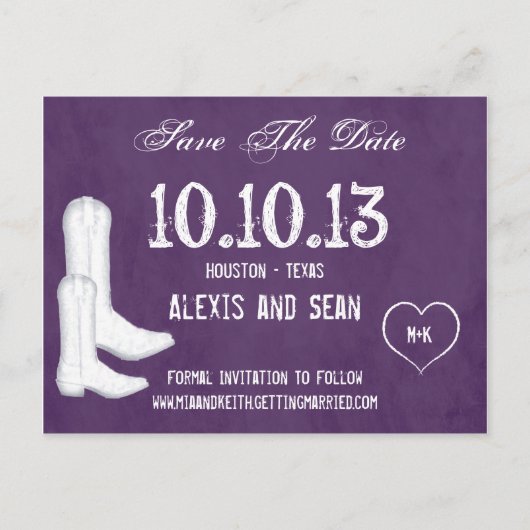 Cowboy Boots Wedding Save the Date Briefkaart (Voorkant)