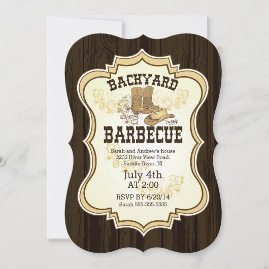Cowboy Boots Western Jardin Barbecue Invitation (Devant)