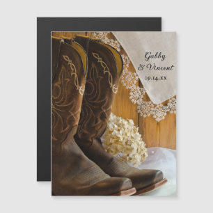 Cowboy Boots Westerne bruiloft opslaat datum Magnetische Uitnodiging