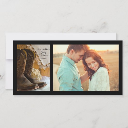 Cowboy Boots Westerne bruiloft opslaat datum Save The Date (Voorkant)