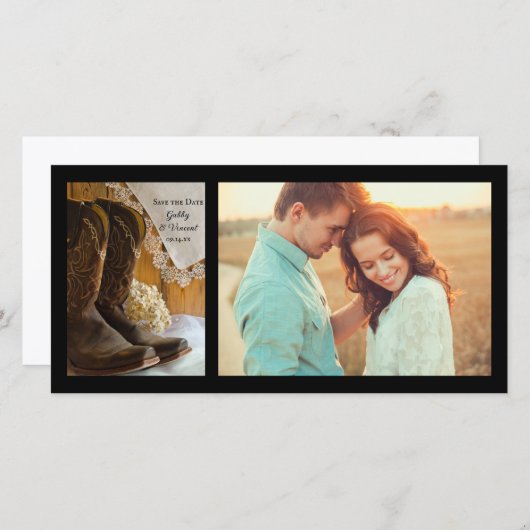 Cowboy Boots Westerne bruiloft opslaat datum Save The Date (Voorkant / Achterkant)