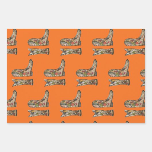 Cowboy boots Wrapping Paper Flat Sheet Set of 3 (Voorkant 3)
