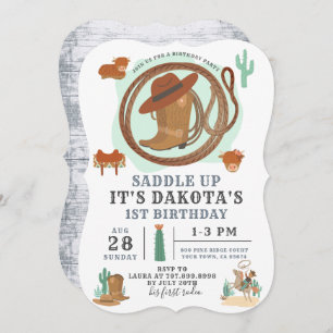 Cowboy Boy Birthday Uitnodiging