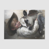 Cowboy Boy Knuffelen Kalf Decoupage Tissuepapier (Voorkant)