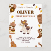 Cowboy Boy Rodeo Eerste Verjaardag Sjabloon Briefk (Voorkant)