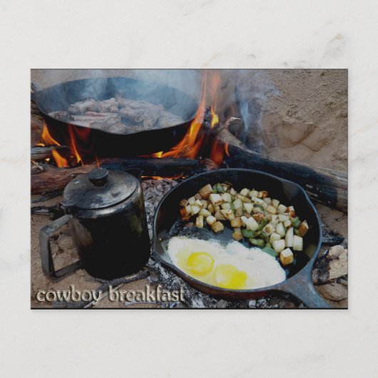 Cowboy Breakfast brak in de zandspoel Briefkaart (Voorkant)