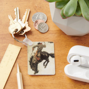  Cowboy, Bronco Buster-onderzoek door NC Wyeth Sleutelhanger