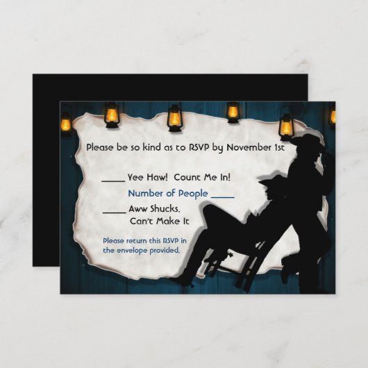 Cowboy Bruidegom II Aangepaste Gay Trouw RSVP Kaar Kaart (Voorkant / Achterkant)